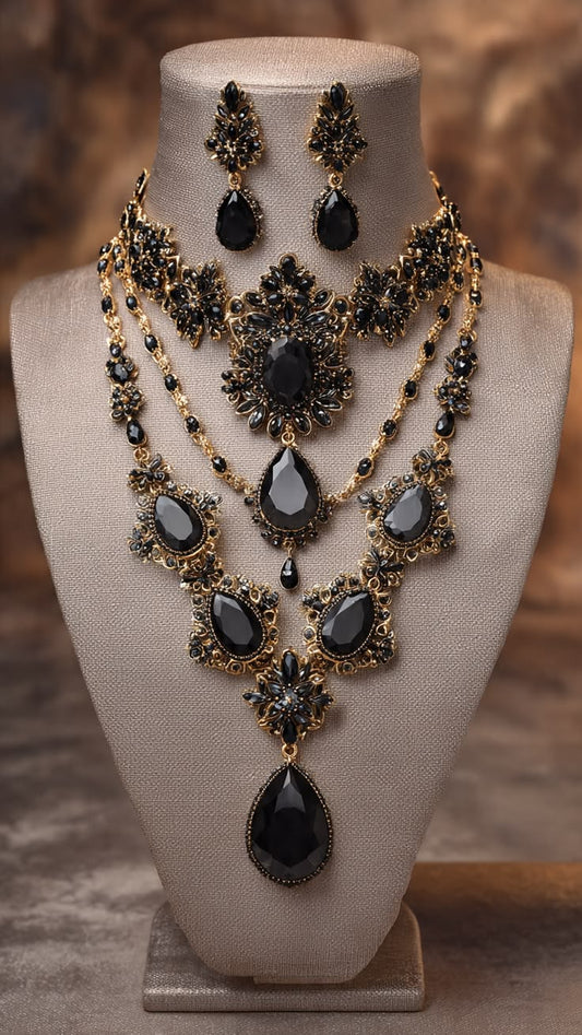 Serpentina Layered Crystal Necklace & Earring Set
