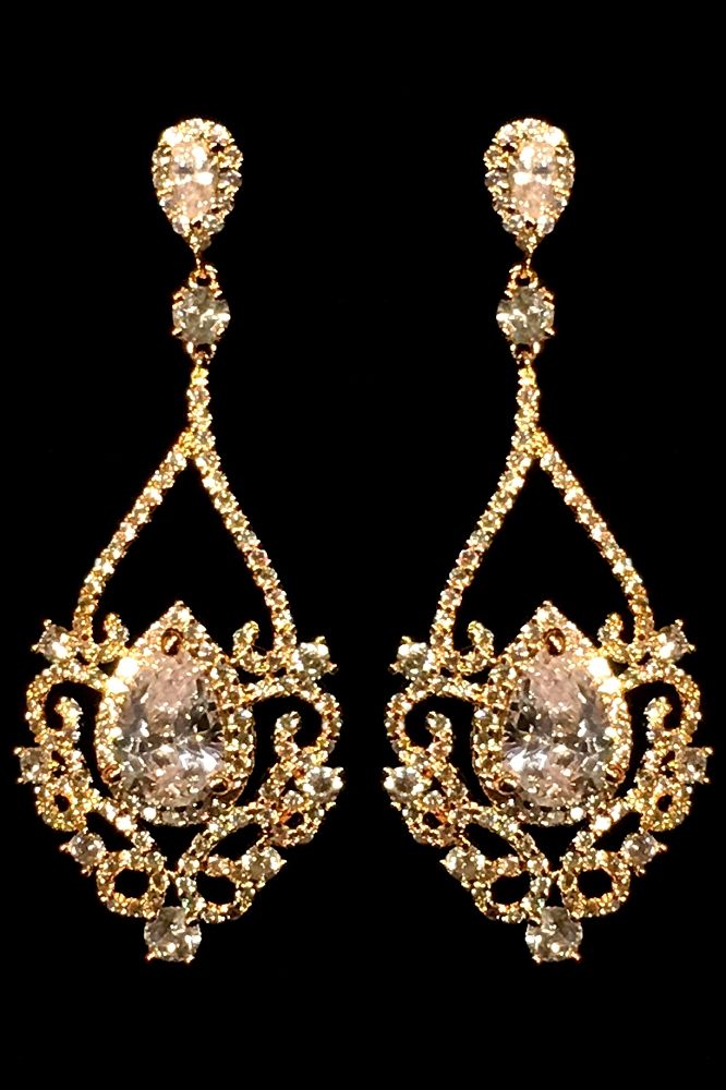 Isabella Gold Chandelier Crystal Drop Earrings