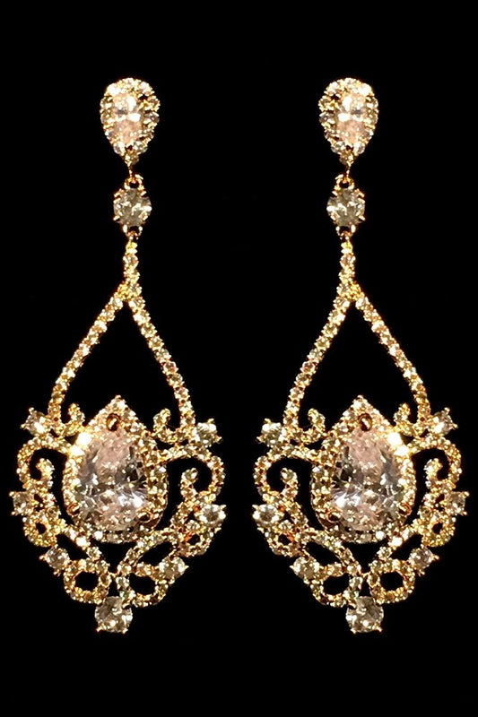 Isabella Gold Chandelier Crystal Drop Earrings